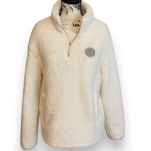 Ivory Ella Sherpa Jacket 1/4 Zip Pockets Cream Size M